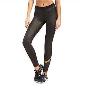 Nike pro pant sparkle gold and black NWT